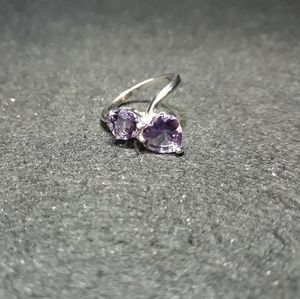 Natural Amethyst Double Heart Ring q10